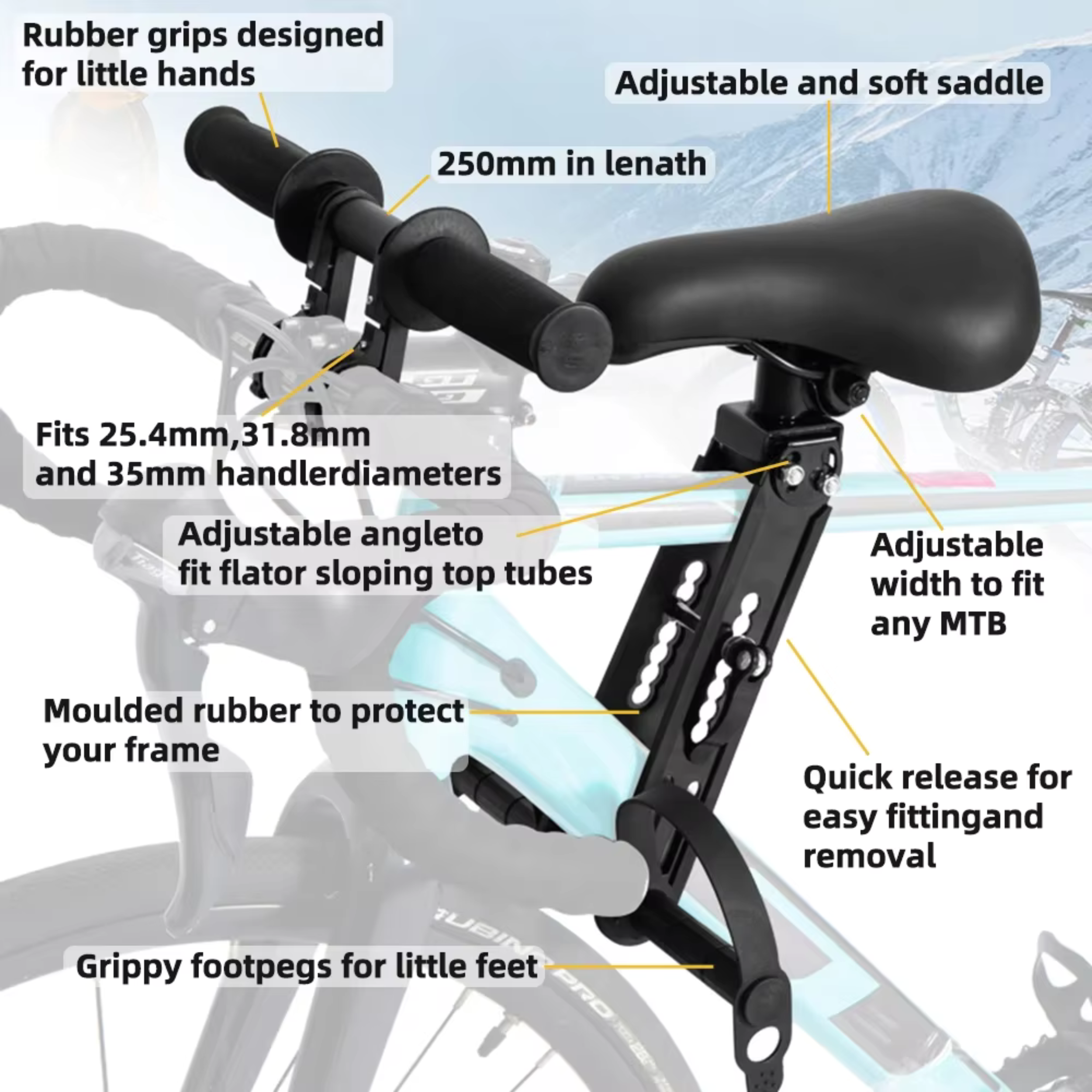 RideBuddy™ | Front-Kindersitz mit Schnellverschluss